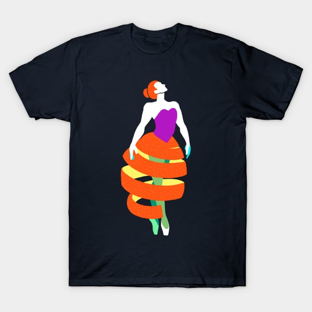 Orange peel ballerina dance T-Shirt by Alice_Wieckowska